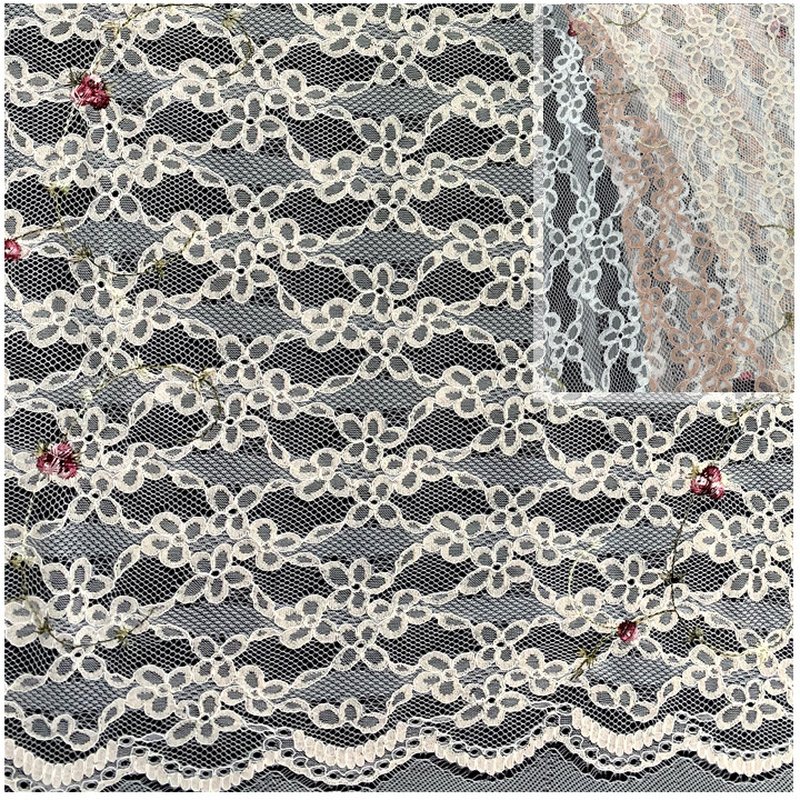 Embroidered Fabric Couching Polyester Lace Fabric for Women's Wear Who 14